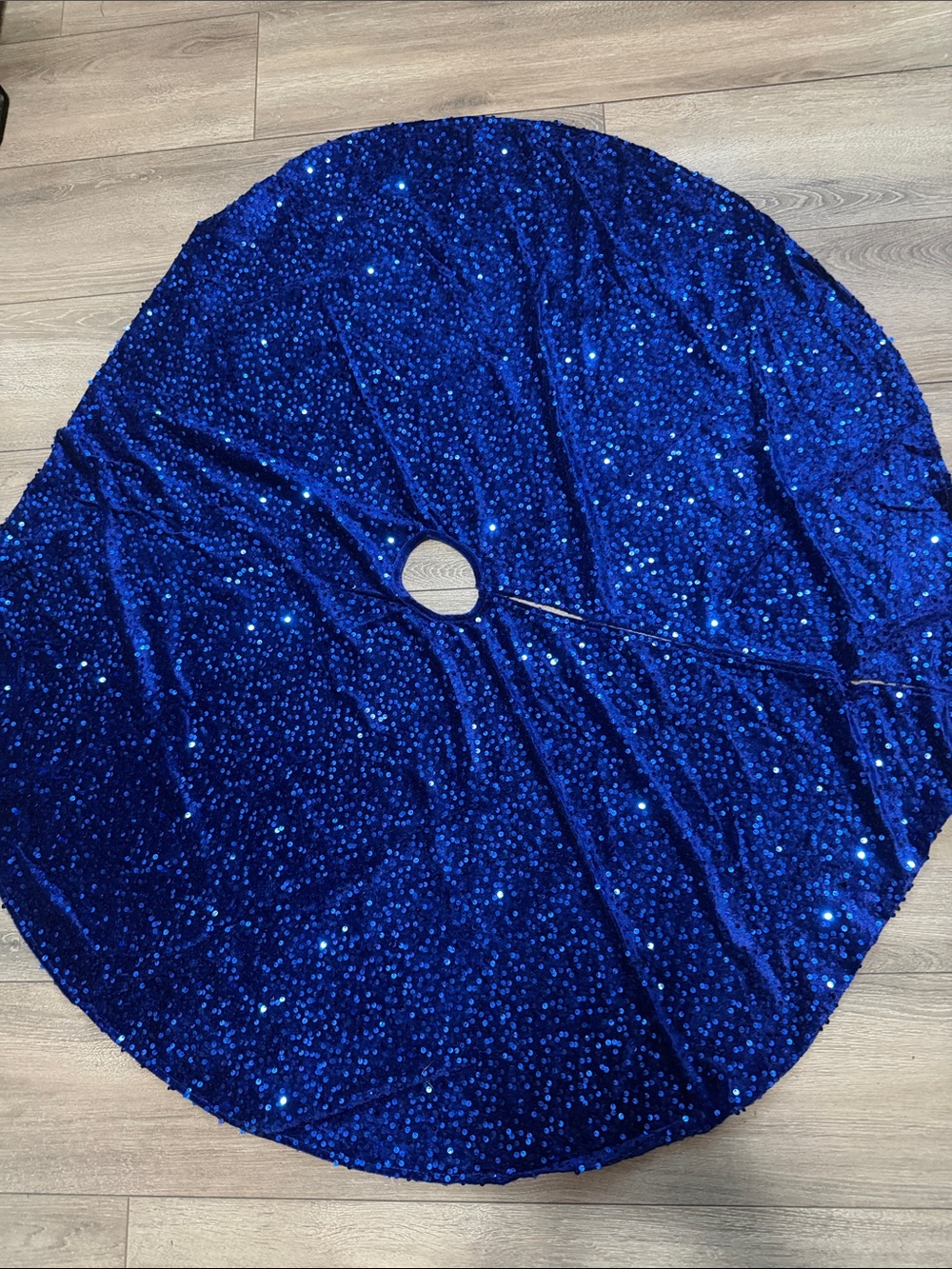 Blue Sequin 48” Tree Skirt - Festive Shimmer